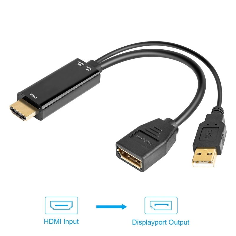 

4K питание от USB ed HDMI штекер к DP дисплейный порт гнездовой преобразователь устройства HDMI в DP Активный USB источник питания