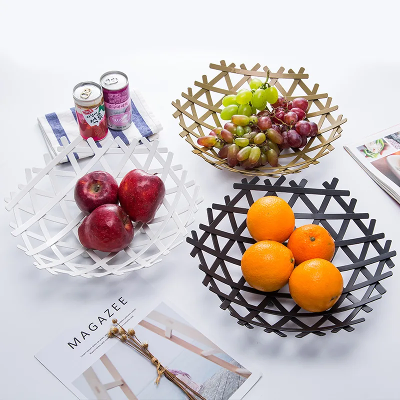 

Fruit tray living room creative household luxury coffee table desktop snacks storage thickened fashion wrought iron fruit basket