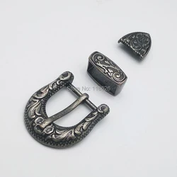 DIY leather craft women 20mm vintage embossed belt pin buckle 3pcs/set