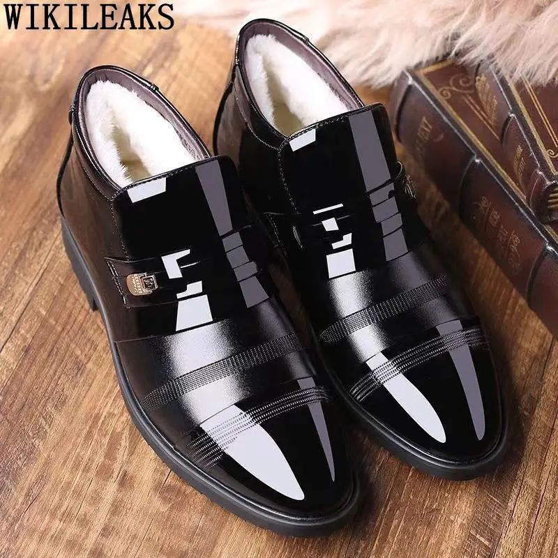 Brown Formal Ankle Boots Man Winter Shoes Men Casual Business Shoes Man Patent Leather Black Mens Dress Boots Chelsea Boots Men