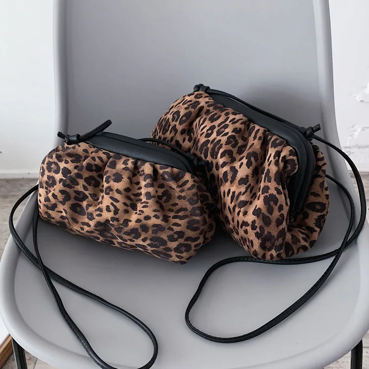 Leopard Clip Bag Women Handbag Pu Leather Clip Bag For Woman Luxury Shoulder Bags Purse Causal Tote Purses Bags