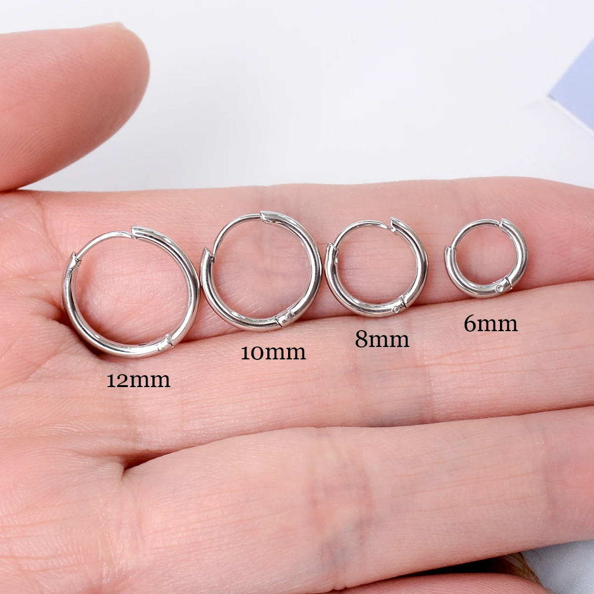 1.6mm Thickness Small Stainless Steel Round Mini Good Smooth Hoop Earrings for Women Cartilage Piercing Loop Ear Ring