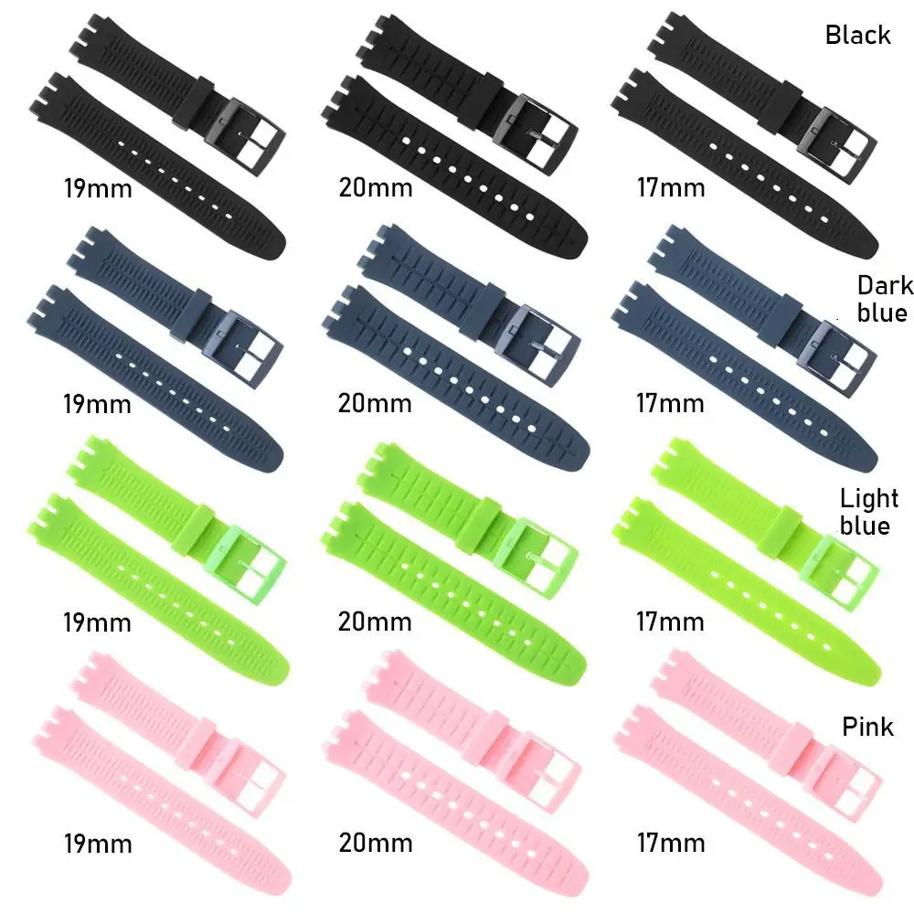 For Swatch Silicone Strap Buckle 17mm19mm 20mm Rubber Strap Men Women Sports Strap Replcement Watch Band Watch Accessory Tool