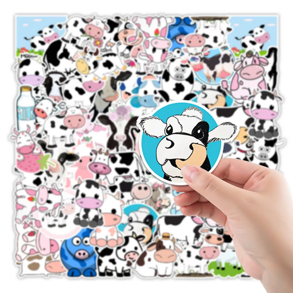 50pcs Milk Cow Stickers For Notebook Laptop Stationery Scrapbook Cute Sticker Aesthetic Scrapbooking Material Craft Supplies