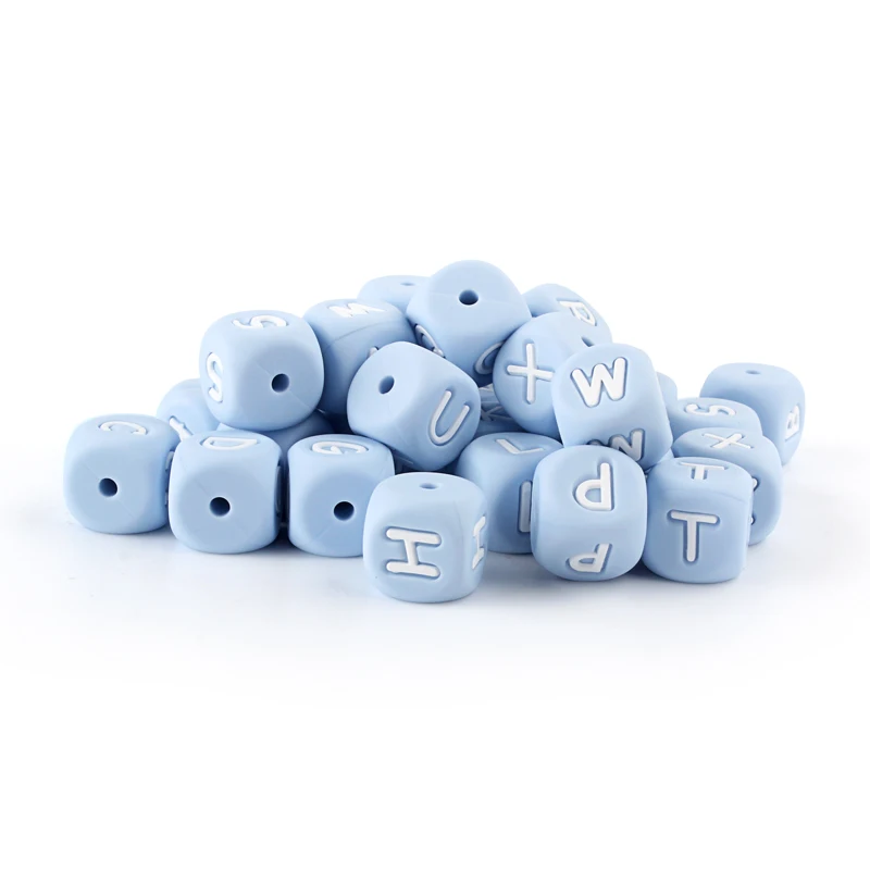 Keep&Grow 100pcs Baby Silicone 12mm Letter Beads Rodent Beads Alphabet Perle Silicone Newborn Molars Teether Pacifier Chain Toys