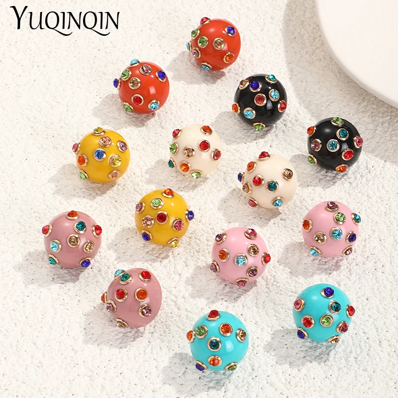 Trendy Geometric Round Big Earrings For Women Girl Jewelry Fashion Crystal Studs Earrings Acrylic Brincos Party Gift Accessories