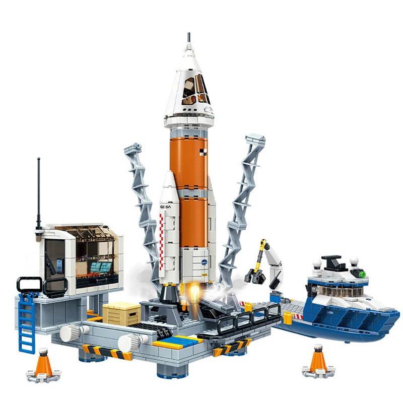 City Series Space Carrier Satellite Rocket Launch Center Model Building Blocks MOC Lading Vehicle Astronaut Bricks Toys Kid Gift