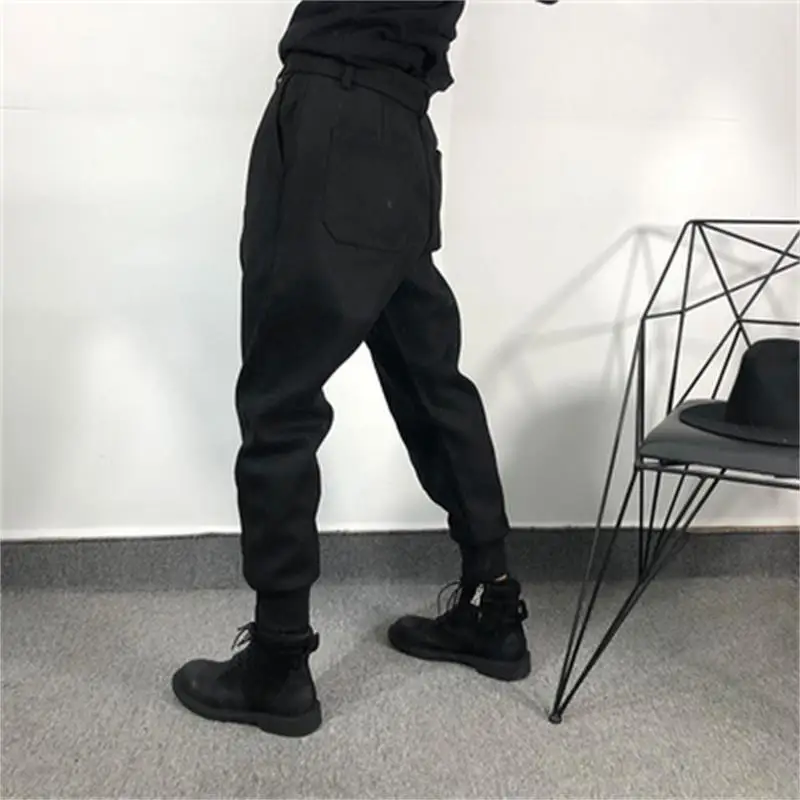 Men's Casual Pants Autumn Winter New Style Pure Color Individual Character Loose Overalls Fashion Small Foot Pants Boots Pants