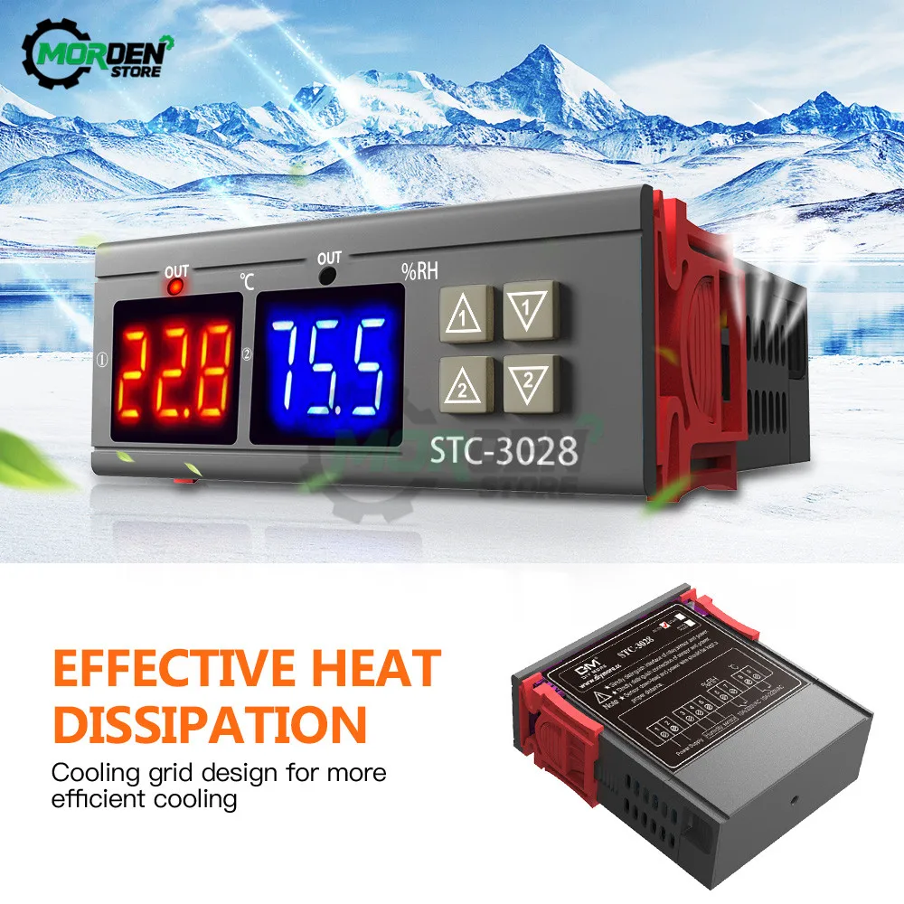 STC-3028 STC-200 DC12V 24V AC110V 220V Digital Temperature Humidity Controller Thermostat Hygrometer Incubator Dehumidifier