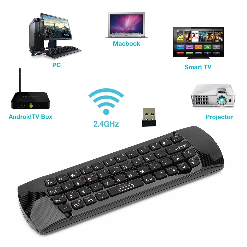 Original Rii mini i25 2.4GHz Air Mouse Remote Control with English Keyboard for PC Smart TV Android TV BOX HTPC IPTV Fire TV