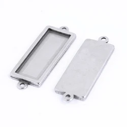 5Pcs Stainless Steel 10x25mm Rectangle Cabochon Connectors Base Bezels Trays Settings Diy Bracelet Jewelry Making Findings