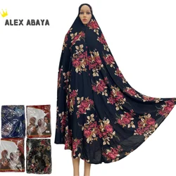 2021Muslim Flower Hijab Dress  Prayer Abaya Khimar Djellaba Femme Jibab Dubai Saudi Arabia Islam Clothes Women Kaftan Robe AL049