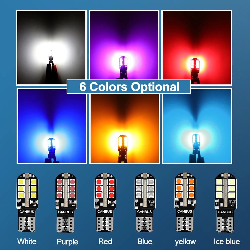 2pcs T10 W5W Led Bulb 24SMD 3030 Chips Canbus Error Free 194 168 Led Lamp Car Interior Reading Light Super Bright 6000K White