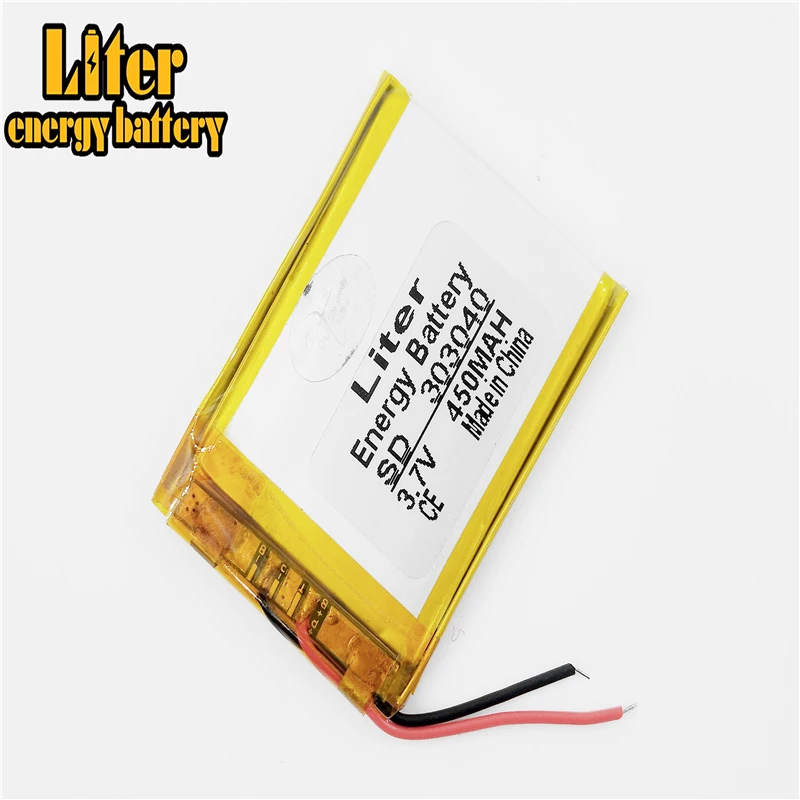 303040 033040 450mah 3.7V lithium polymer Rechargeable battery For MP3 MP4 MP5 GPS Bluetooth Headset Electric Toy Voice Recorder