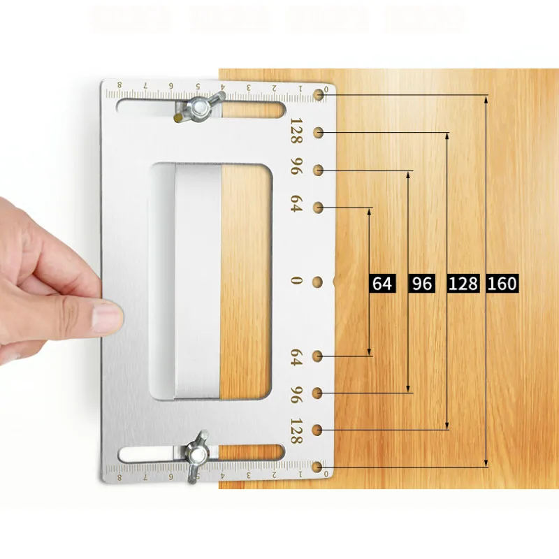 1Set  Handle Hole Locator Door Knob and Pull Installation Jig and Shelf Pin Jig Boring Hole Drill Guide Stainless Steel