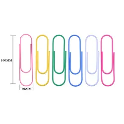 100 mm color large paper clip creative metal coated paper clip