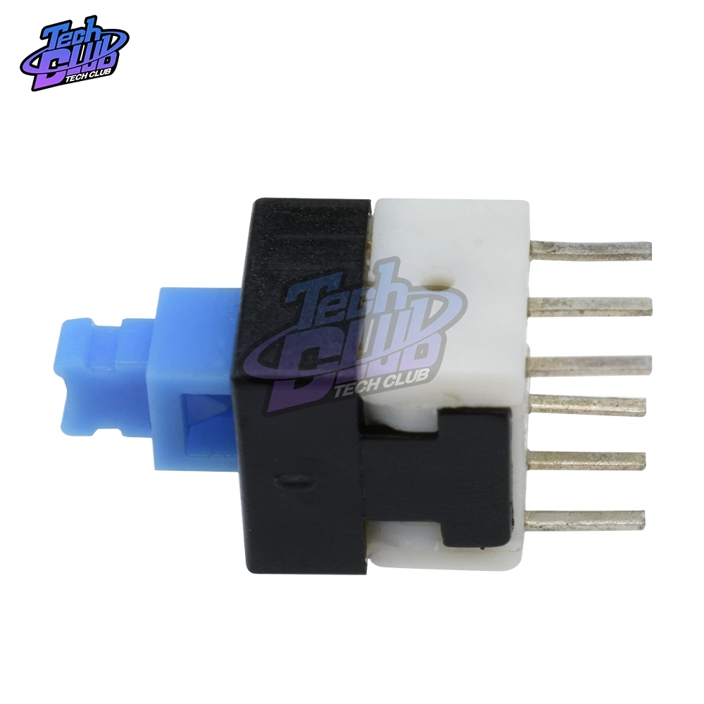 10PCs 8X8mm DPDT Self-locking Switch Type Square Button Switch Blue Cap 8*8 8X8 mm 6Pin Multimeter