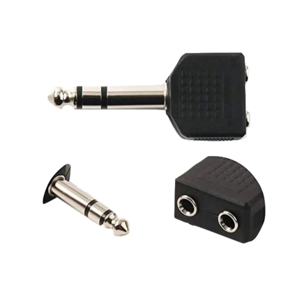موصل محول مقسم ذكر ، 2 × 6.35 مللي متر ، 1/4 بوصة ، أنثى ستريو Y مزدوجة 3.5 مللي متر ، أسود