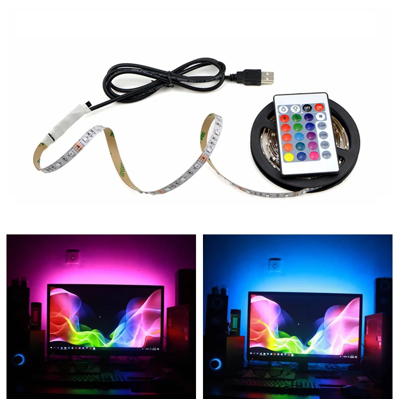 

RGB LED Light Strip USB Remote Control 1M 2M 3M 4M 5M Waterproof for Cabinet Kitchen Room TV Backlight Night Lighting Decor Lamp