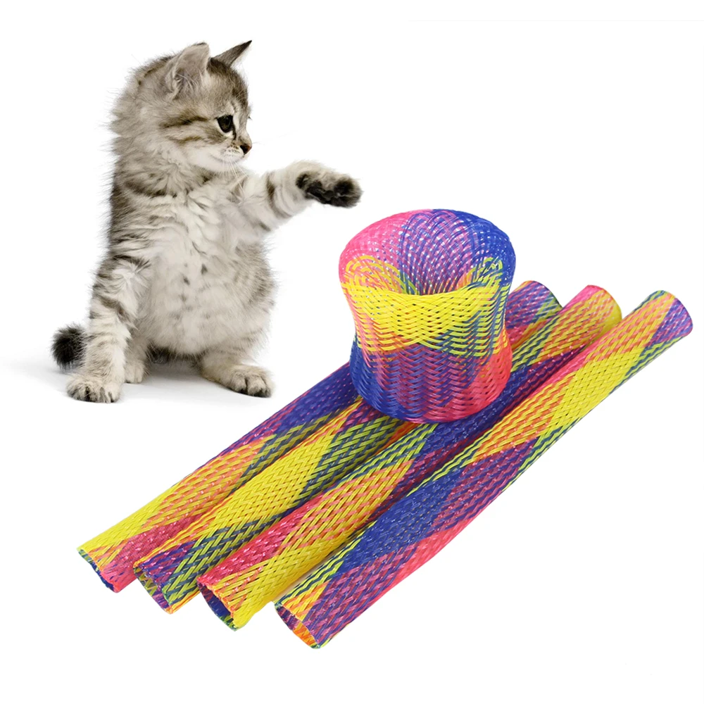 5pcs Cat Bouncing Toy Cat Interactive Toy Freely Folding Spring Shape Good Elasticity Pet Funny Playing Toys Supplies