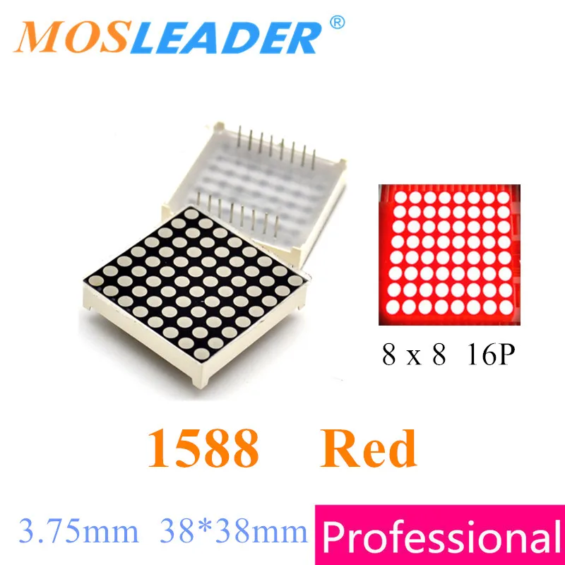 

Mosleader 100pcs Red 1588 8x8 38*38mm 3.75mm 16P Dot Matrix Display LED Display 8*8 38x38 38mm Led Lattice dot array