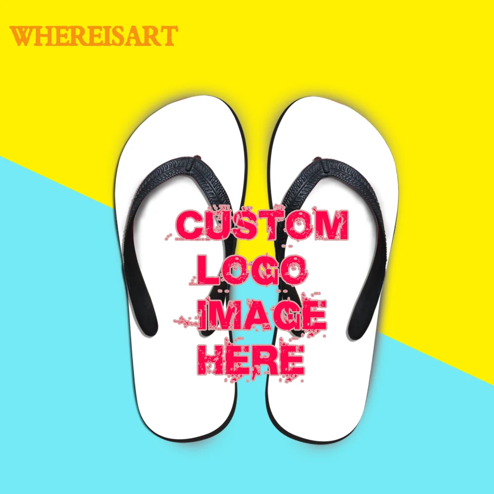 5PCS Customized Logo Image Tropical Casual Brand Women's Flip Flops Summer 2022 Home Wholesale Flats Slippers Ladie Beach Girls