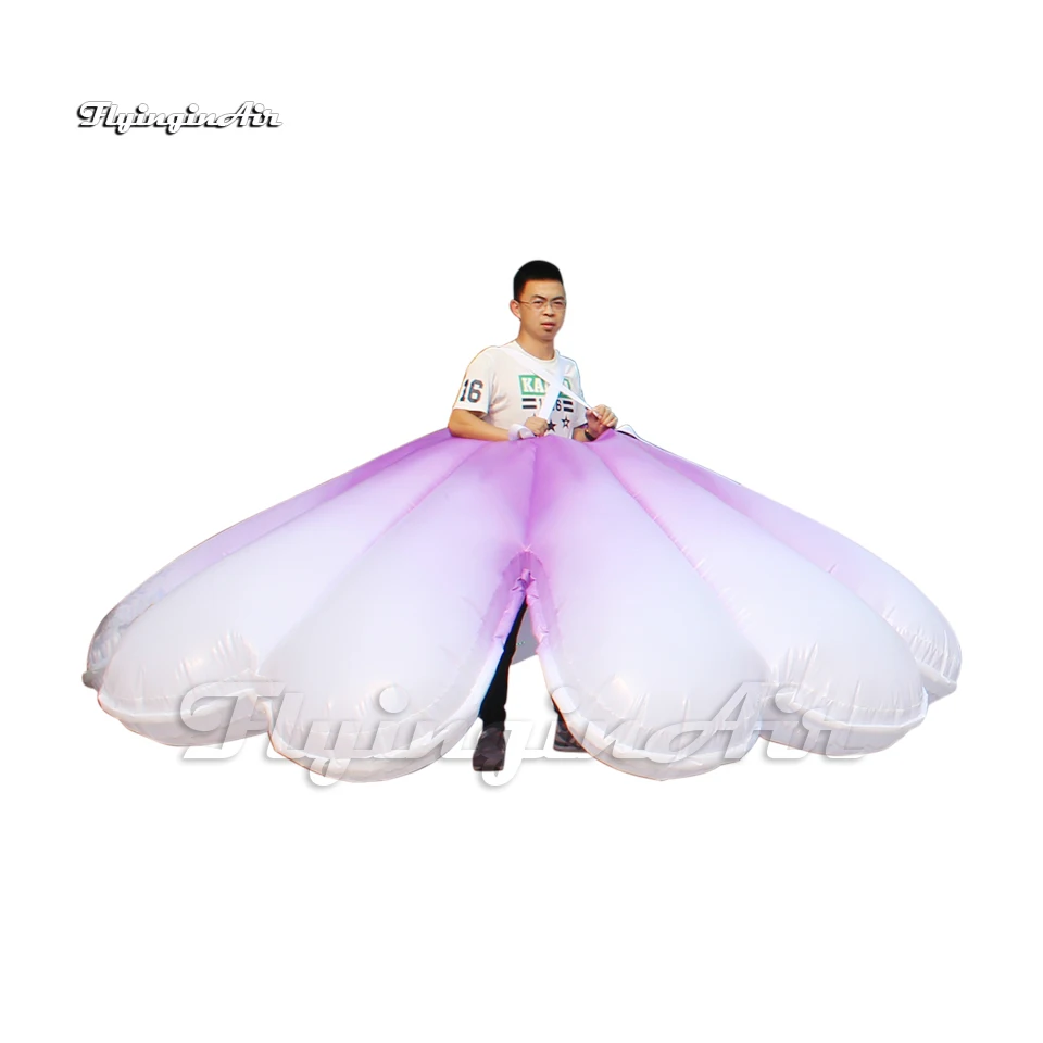 

Catwalk Stage Performance Lighting Inflatable Flower Skirt Multicolor Walking Blow Up LED Costume For Dancing Party Event