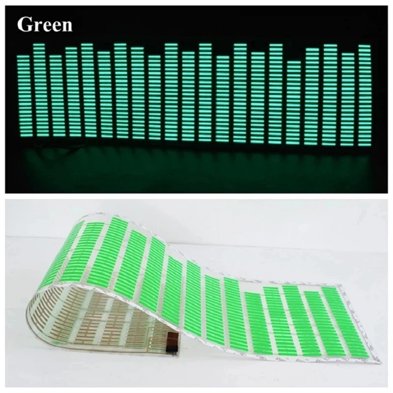 MIHAZ New 45*11cm Led EL sheet music Light lamp sound Equalizer Decoration styling Red Colorful Flash Car Sticker Music Rhythm