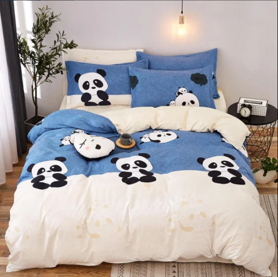 Home Textile Black Lattice Duvet Cover Pillowcase Bed Sheet Simple Boy Girls Bedding Sets 3/4Pcs Single Double Bedlinen