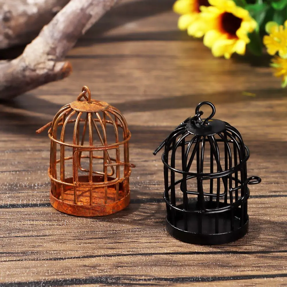 1 Pcs Bird Cage DIY Iron Metal Bird Cage Micro Landscape Hollow 1:6 1:12 Scale Doll House Desktop Mini Decor Home Decoration