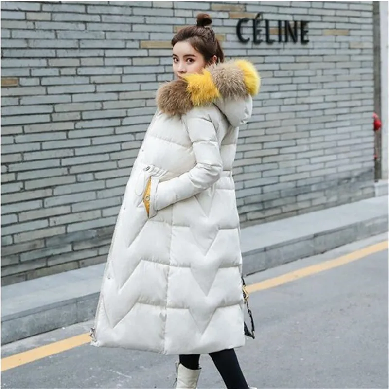 Plus size winter women\'s cotton coat women\'s long section 2020 Korean version of the new large fur collar down jacket