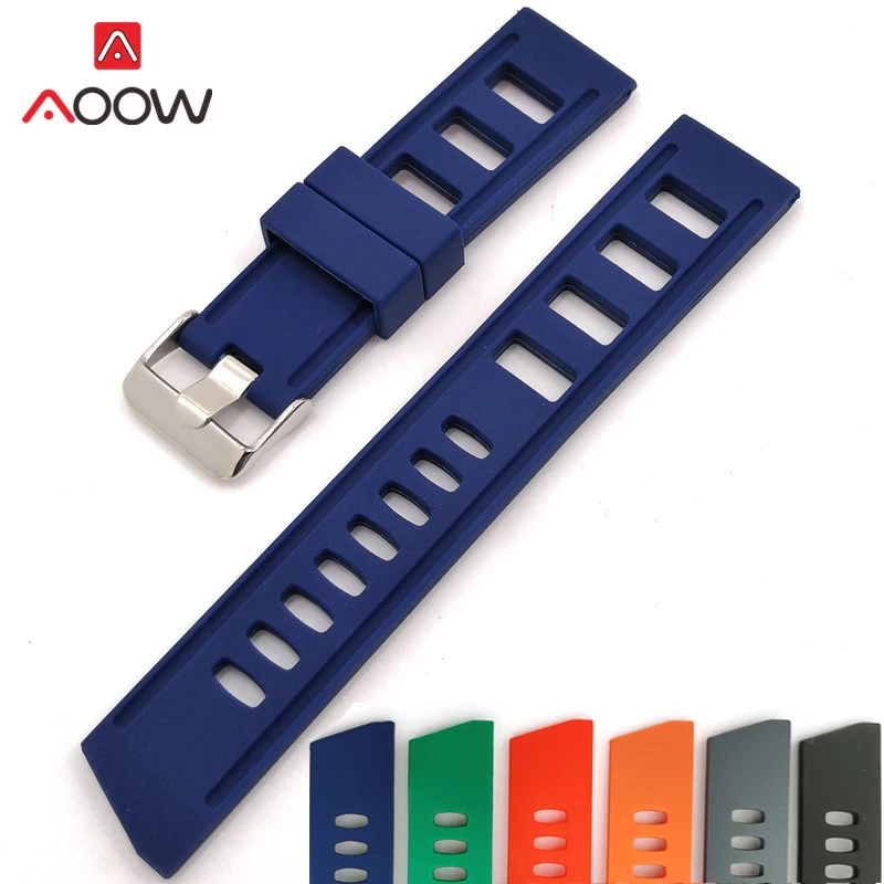 20mm 22mm Silicone Watchband for Samsung Galaxy Huawei Watch GT Men Sweatproof Sport Rubber Replacement Bracelet Band Strap Blue