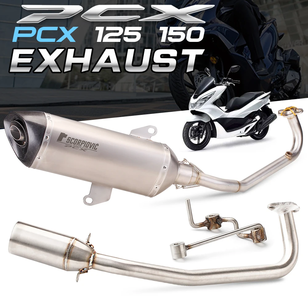 Motorcycle Full Exhaust System Slip On Header Pipe Front Pipe Muffler For HONDA PCX125 PCX150 PCX 125 150 2017-2022