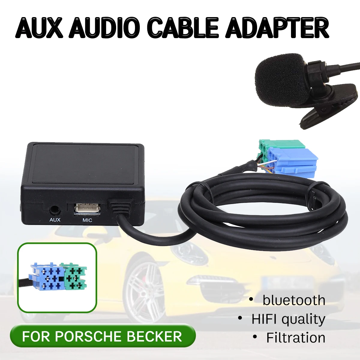 

bluetooth Aux Receiver Cable with USB,microphone Hands-free Aux Adapter For Porsche Becker Mexico Traffic Pro DTM