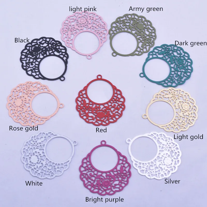 50 Stück AC7642 20*22mm Messing Laser-geschnittene Dünne Anhänger Silberfarben Charm DIY Schmuck Ohrring Herstellung – Detail 3