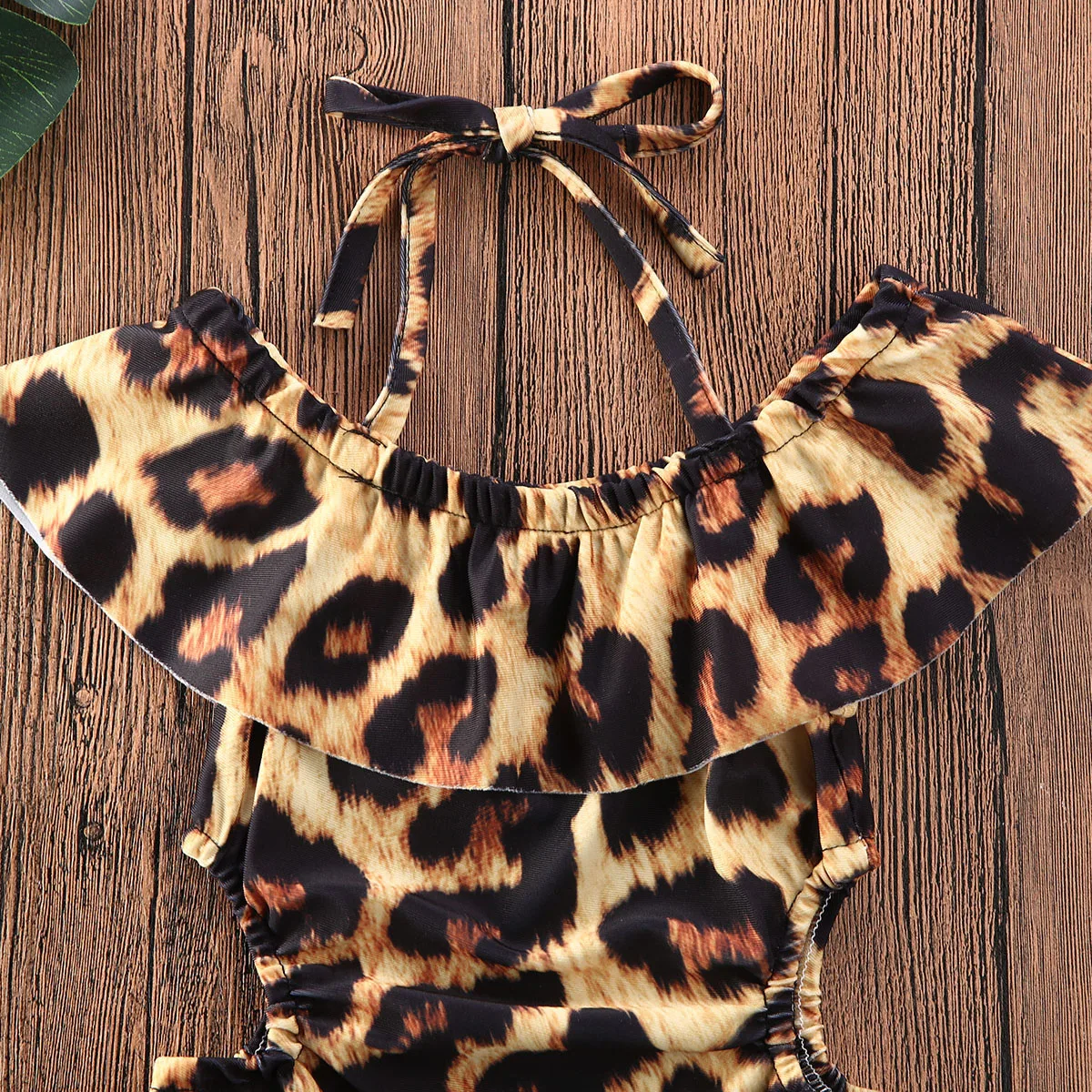 Kids Baby 2020 Summer Swimsuit Toddler Girl Leopard Ruffle  One Piece Swimwear Swimsuit Bathing Suit Beachwear