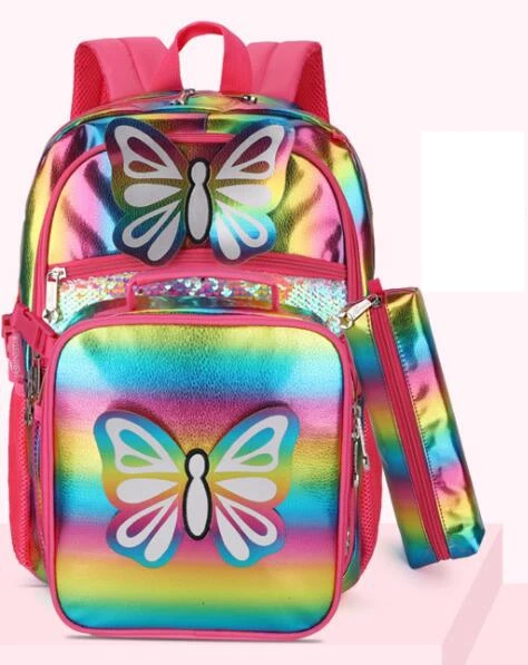 2021 kids school bag set lunch bag PU school backpack bag for girls kids Orthopedic backpack student backpack bag for children