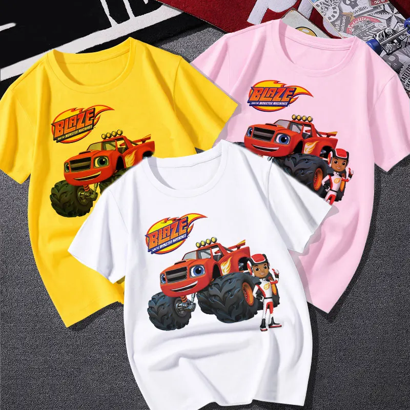 Blaze And The Monster Machines Children's Clothes Boy Impostor Blaze Game Anime T-Shirt Boy Or Girl Tees Top Short Sleeve Tshirt