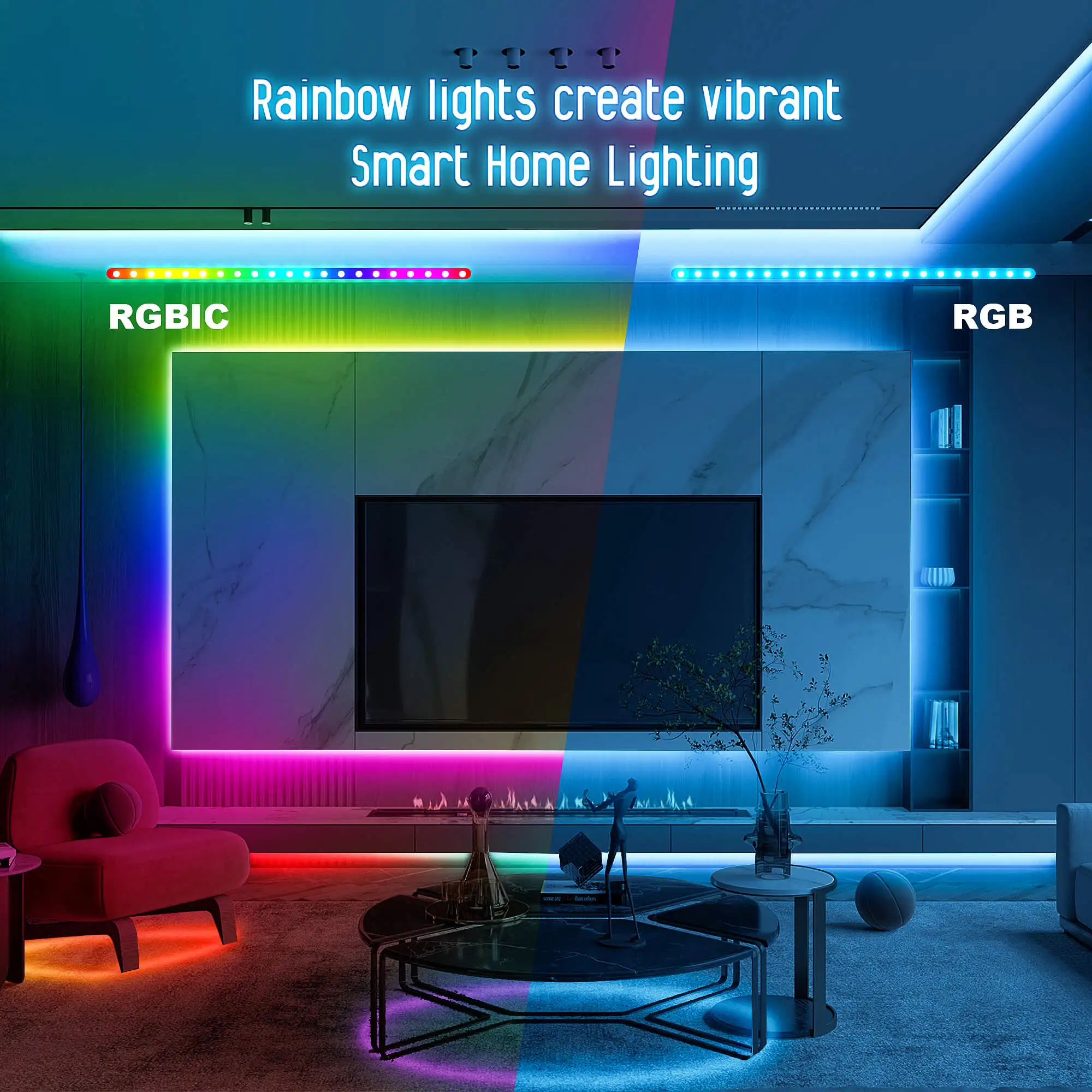 Smart WiFi RGB Addressable Strip Lights Alexa Wireless LED Controller Neon Signs Work with Alexa&Google Assistant Music Sync