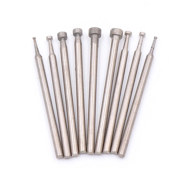

10pcs Flat Head Grinding Needles Diy Craft Diamond Abrasive Tools 2.35 Shank Jewelry Polisher Accessories