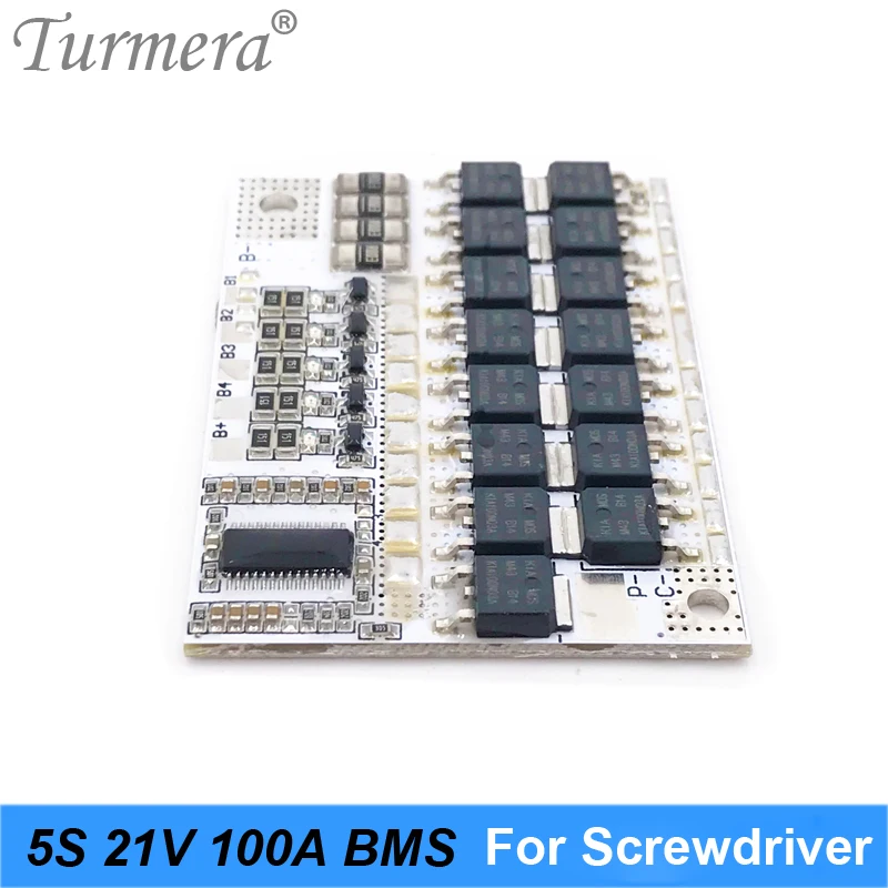 Turmera 5S 18V 21V 100A BMS لوحة بطارية ليثيوم مع متوازن لمفك البراغي 21V 18V Shurik وحزمة بطارية المكنسة الكهربائية