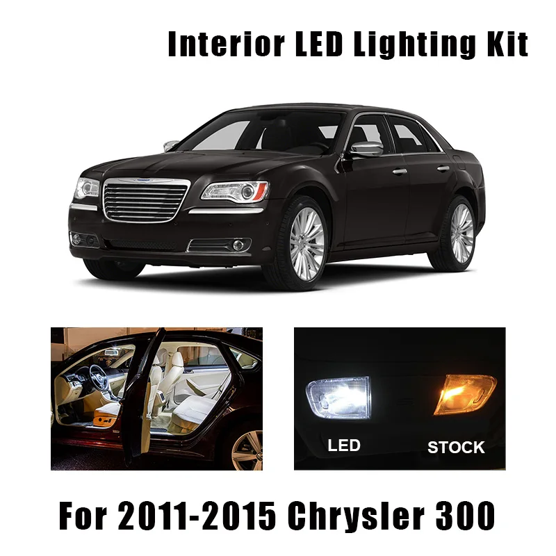 15 Bulbs White Canbus Interior LED Car Light Kit Fit For 2011 2012 2013 2014 2015 Chrysler 300 Map Dome Cargo License Lamp