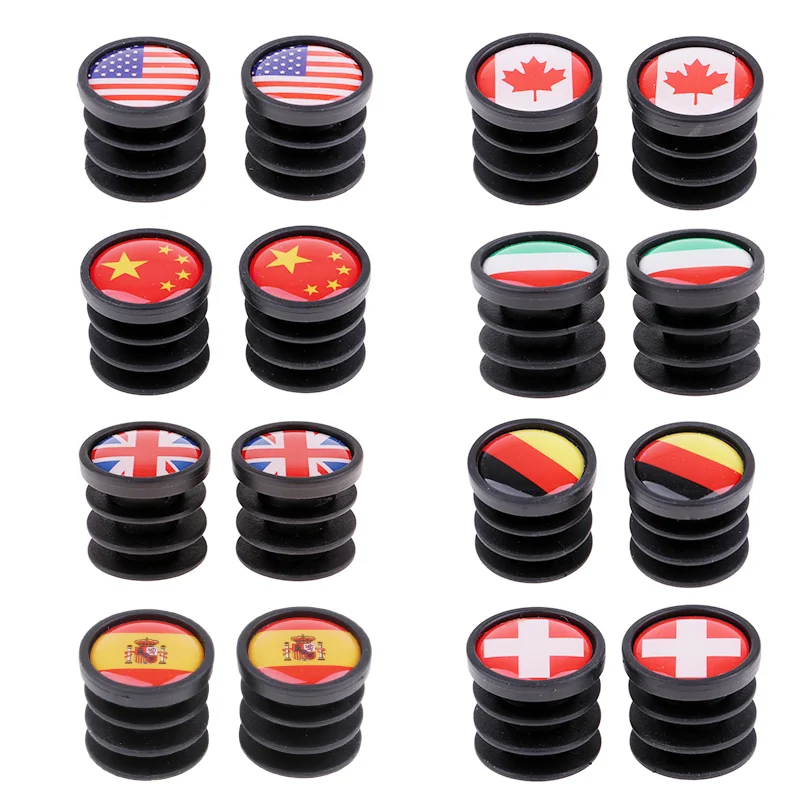 2pcs 7/8 National Flag Bicycle Handlebar Plastic Bar End Plugs Cap Cycle Bike Bicycle Parts