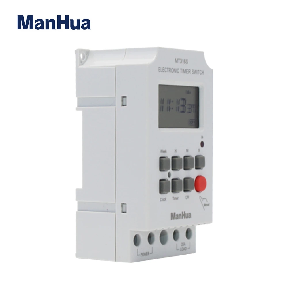 ManHua MT316S 220VAC 25A Din Rail Programmable Electronic Timer For Universal Electric Appliance Digital Timer Switch