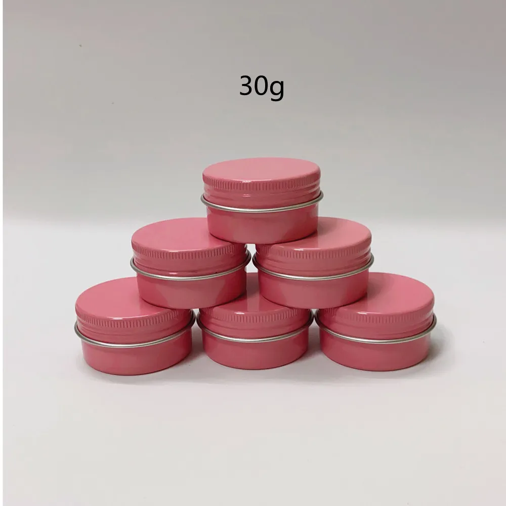 

30g Pink Aluminum Jar Metal Cream Jar Cosmetic Container DIY Aromatherapy Wax Melts Candles Salve Lotion Cream Storage 50pcs