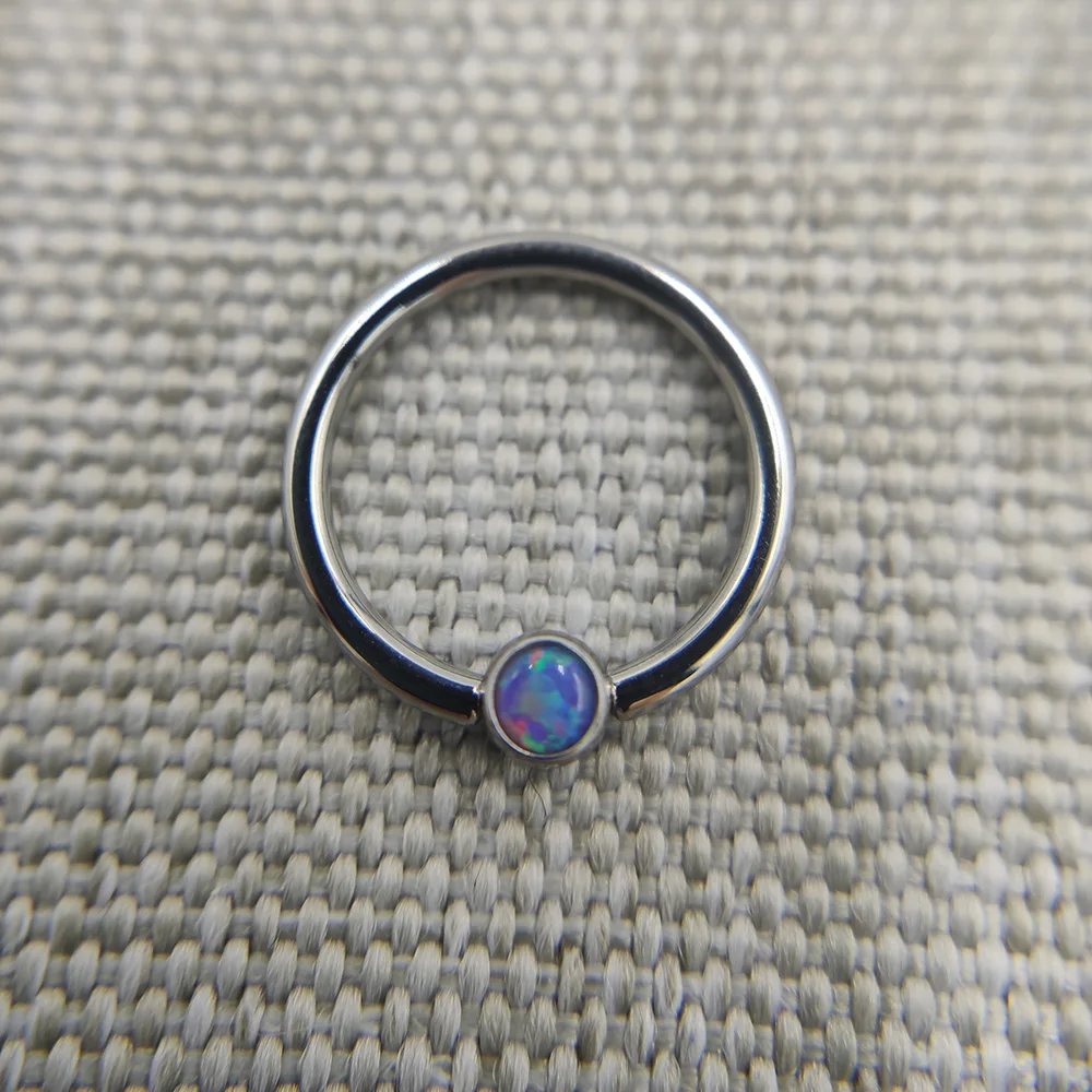 16G Implant Grade Titanium ASTM F136 Captive Bead Ring with Opal Septum Helix Conch Daith Lobe TragusPiercing Jewelry