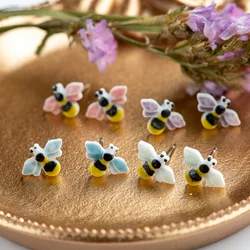 Cartoon Animal Bee Ceramic Earrings Fashion Gift Ear Studs Jewelry Wholesale For Women Girl #LY235