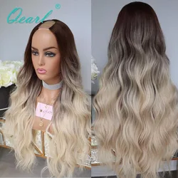 Two Tone Colored Human Hair Wigs for Women 2x4 U Part Wig Glueless Cheap Loose Deep Wave Virgin Hair  200% Thick Density Qearl