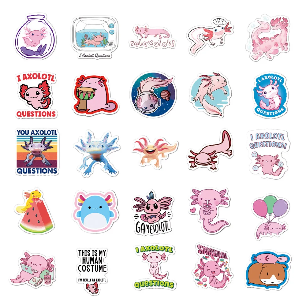 10/30/50/100pcs Cute Animal Axolotl Graffiti Stickers Cartoon Decals Water Bottle Laptop Fridge Scrapbook Diary Sticker Kids Toy