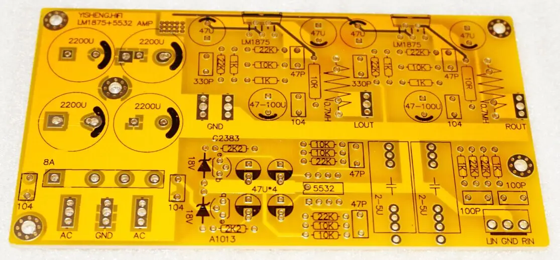 LM1875 + NE5532 Pre-stage Combined Power Amplifier/PCB